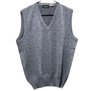 BOUNDARY WATERS Men’s Vintage Gray Wool Blend Sweater Vest LARGE Made in ITALY